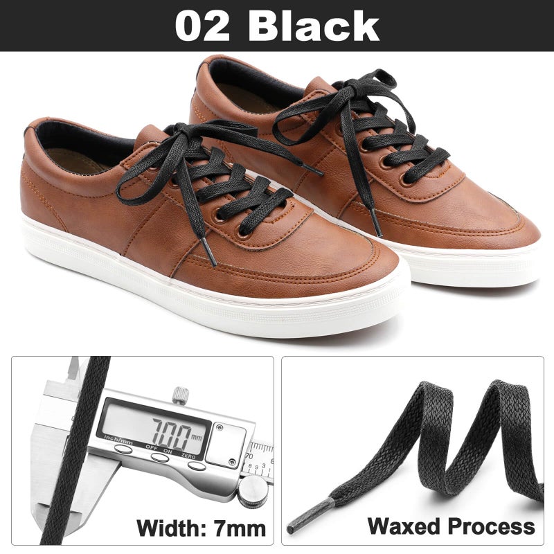 DELELE Flat Waxed Cotton Shoelaces: 47 inch Black Wax Shoe Laces for Sneakers Boot 2 Pair - Image 3