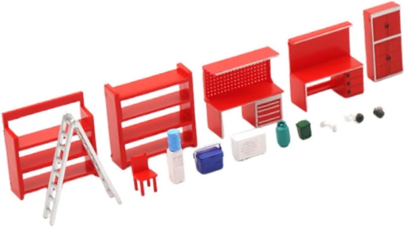 Amagogo Miniature Garage Model Set Diorama Accessories Repair Tool Scene Prop Maintenance Accessory PP Material Suitable for Collectors DIY Children, Chair and Bench Set - Image 1