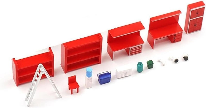 Amagogo Miniature Garage Model Set Diorama Accessories Repair Tool Scene Prop Maintenance Accessory PP Material Suitable for Collectors DIY Children, Chair and Bench Set - Image 3