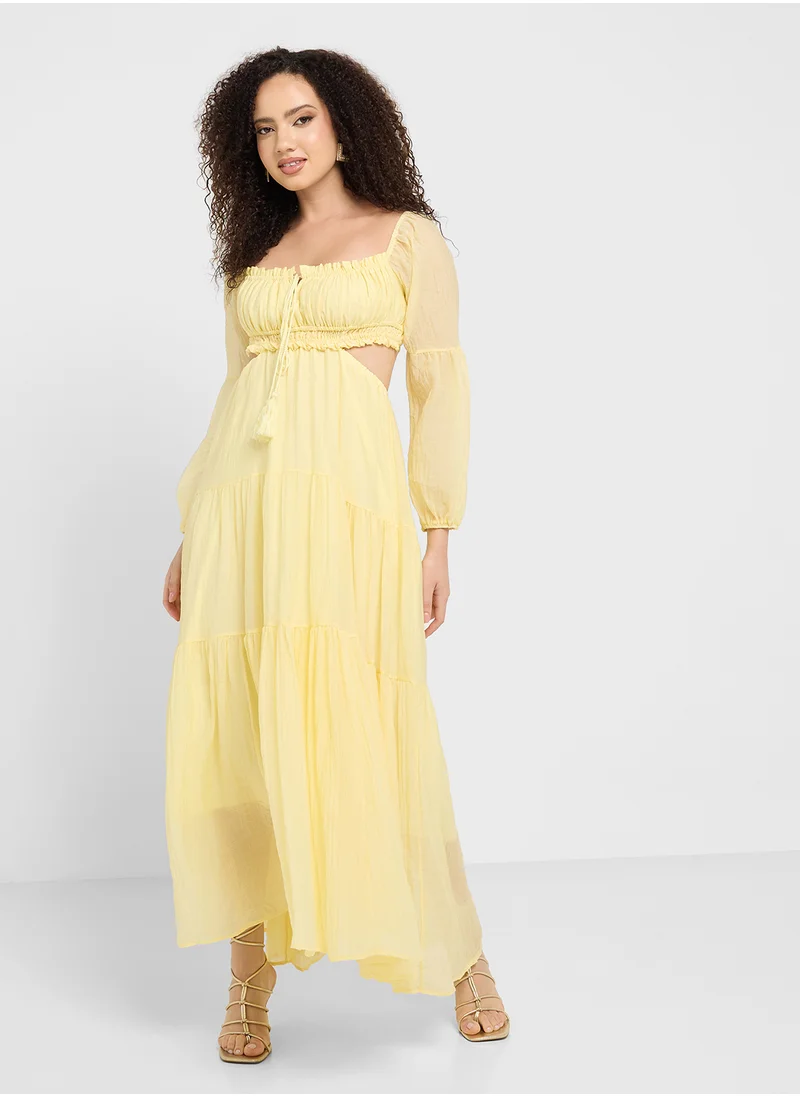 Ginger Ruched Tiered Maxi Tea Dress