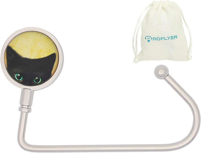 ROFLYER Purse Hook Hanger for Table Bar Long Handbag Hanger Bag Hanger with Velvet Pouch (Cat 02) - Image 1
