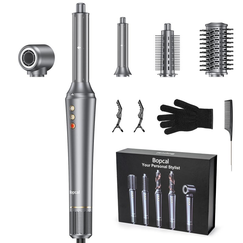 بوبكال جهاز تصفيف شعر متعدد Bopcal 5 In 1 Hair Dryer Hot Air Comb Electric Curling Iron 1200W High Speed Blower Multifunctional Styling Tools Hairdryer - Image 1
