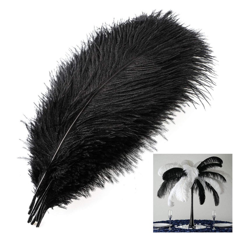 MWOOT 10pcs Natural Ostrich Feathers 1012inch2530cm Crafts DIY Plume Feahter for Centerpieces Home Wedding Party Table Decoration Black