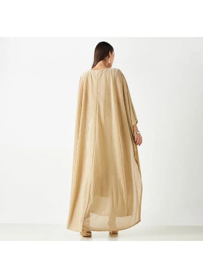 Iconic Iconic Textured Kaftan Maxi Dress with Knot Detail