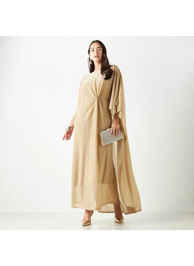 Iconic Iconic Textured Kaftan Maxi Dress with Knot Detail