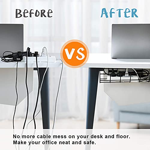 COYACOOL Under Desk Cable Management- 2 Pack Cord Organizer. Metal Wire Cable Management Tray for Office, Studio and Home. Super Sturdy Under Table Cable Management - Black Cable Organizer - Image 2