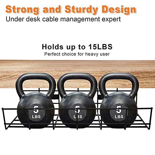 COYACOOL Under Desk Cable Management- 2 Pack Cord Organizer. Metal Wire Cable Management Tray for Office, Studio and Home. Super Sturdy Under Table Cable Management - Black Cable Organizer - Image 4