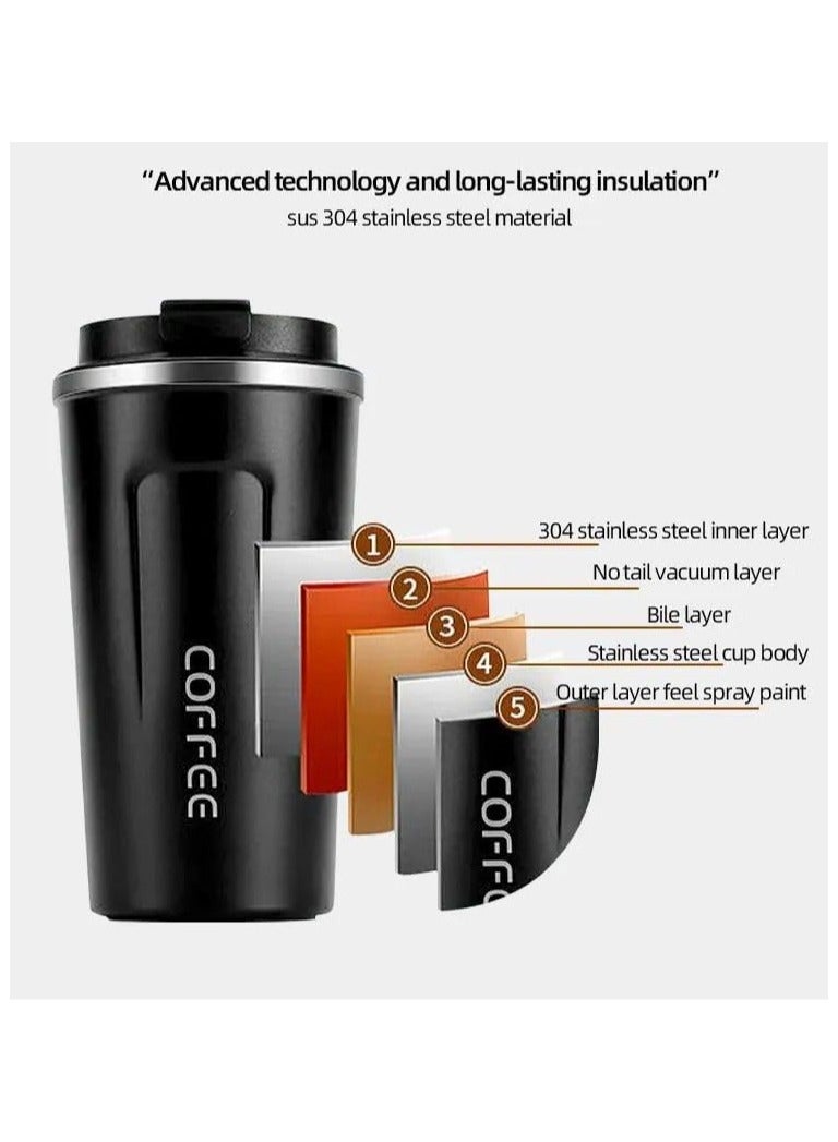 Coffee Stainless Steel Coffee Mug, Capacity 510ml, Double Walled, Leakproof Design, Reusable - Image 4