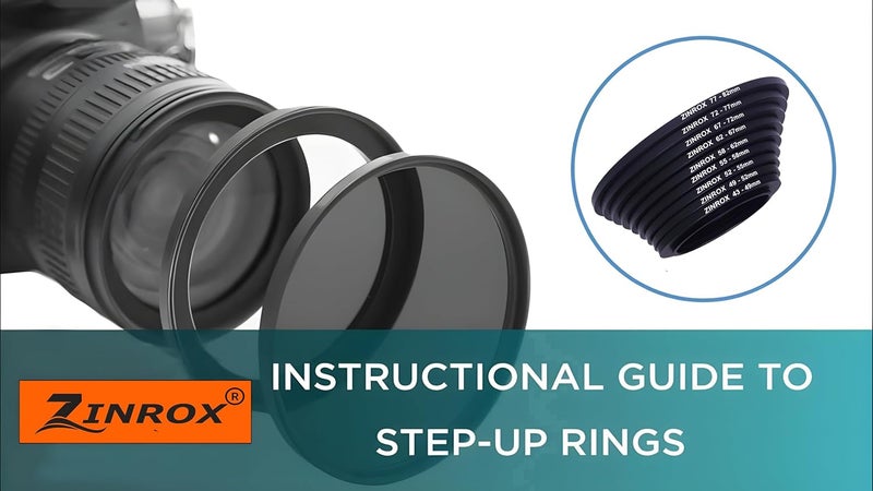 ZINROX® 43mm to 82mm Stepping Up Lens Filter Adapter Rings, 9 Pieces Set, Sizes: 43-49mm, 49-52mm, 52-55mm, 55-58mm, 58-62mm, 62-67mm, 67-72mm, 72-77mm, and 77-82mm Step Up Rings - Image 2