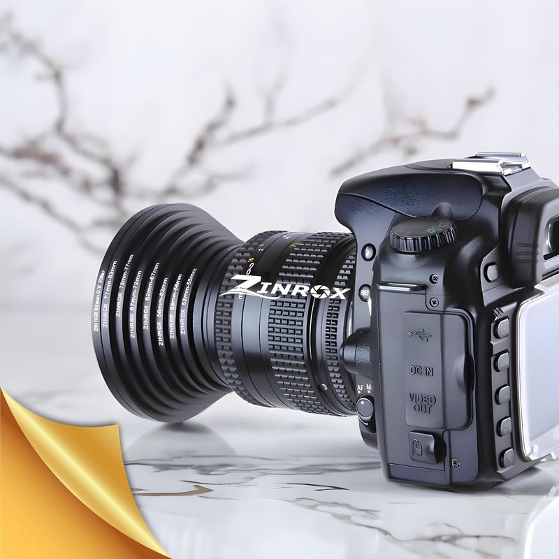 ZINROX® 43mm to 82mm Stepping Up Lens Filter Adapter Rings, 9 Pieces Set, Sizes: 43-49mm, 49-52mm, 52-55mm, 55-58mm, 58-62mm, 62-67mm, 67-72mm, 72-77mm, and 77-82mm Step Up Rings - Image 4