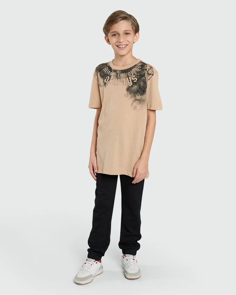 Ovs Modern Fit Tee In Travertine For Boys
