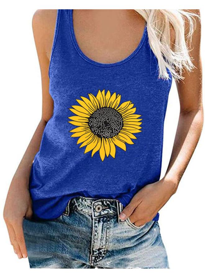 Summer European And American Explosions Women's Top Sunflower Printed Sleeveless Vest Women's 2temu