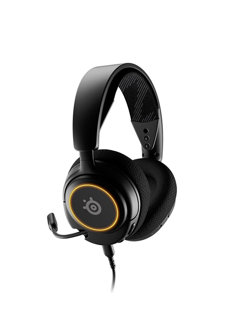 steelseries Arctis Nova 3 Multi-System Gaming Headset, Hi-Fi Drivers, 360° Spatial Audio, RGB Lights, AirWeave Memory Foam Earcups, Lightweight, ClearCast Gen 2 Mic, For PC/PS5/PS4, Black | 61631 - Image 1