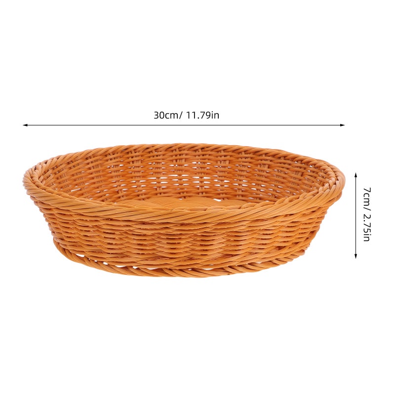 Imitation Rattan Basket Round Wicker Bread Basket For Serving Hand Woven Vegetable Basket Fruit Basket For Kitchen Store Restaurant Outdoor Party 30cm Brown - Image 5