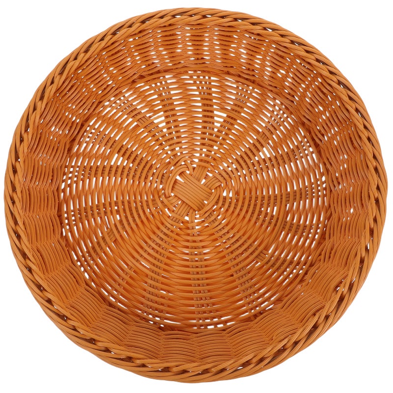 Imitation Rattan Basket Round Wicker Bread Basket For Serving Hand Woven Vegetable Basket Fruit Basket For Kitchen Store Restaurant Outdoor Party 30cm Brown - Image 1