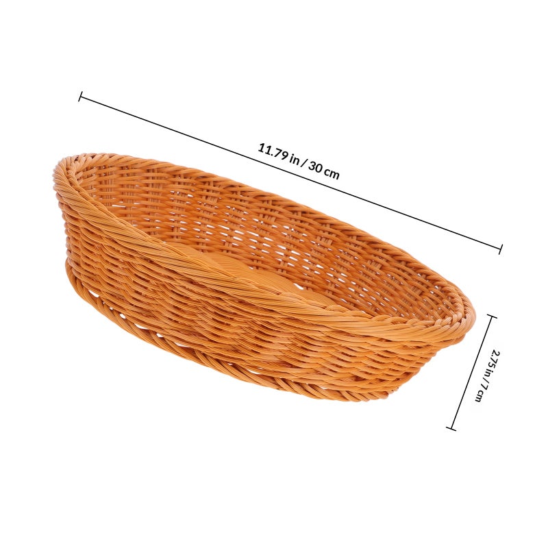 Imitation Rattan Basket Round Wicker Bread Basket For Serving Hand Woven Vegetable Basket Fruit Basket For Kitchen Store Restaurant Outdoor Party 30cm Brown - Image 2