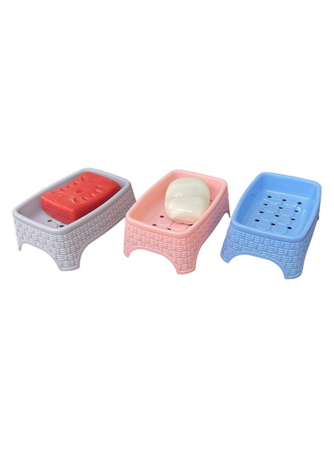 CSM Plastic Soap Case Soap Holder Soap Dish For Bathroom Kitchen Sink -Set of 3 (Assorted) - Image 1