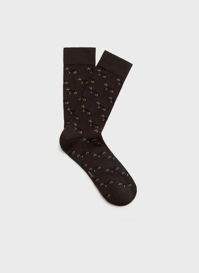Mango Man Dog-Print Cotton Socks  - Image 1