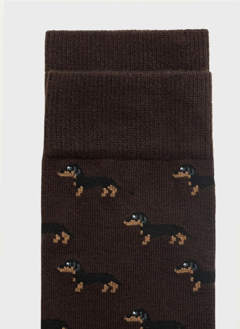 Mango Man Dog-Print Cotton Socks  - Image 2