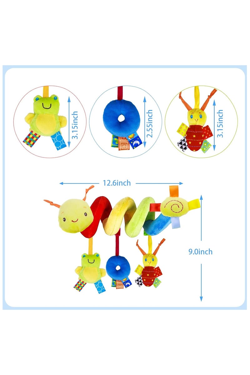 Spiral Car Seat & Stroller Activity Toy - Baby Sensory Toys Soft Hanging Toys for Babies 0-12 Months Boys Girls Carseat Crib Stroller, with Ringing Bell, Music - Image 3