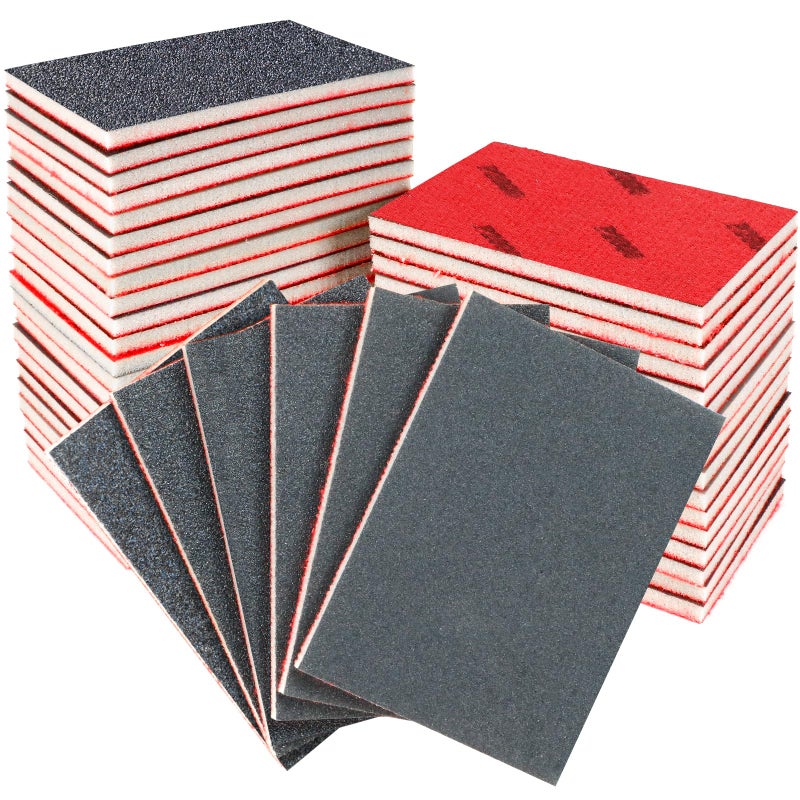 Pukamam 36 Pcs Sanding Sponge 80/120/180/240/320/400 Grit Sandpaper Assortment, Washable & Reusable Sanding Blocks for Wood, Metal, Drywall, Glazing, Wet Dry Sandpaper for Smooth Finishing - Image 1