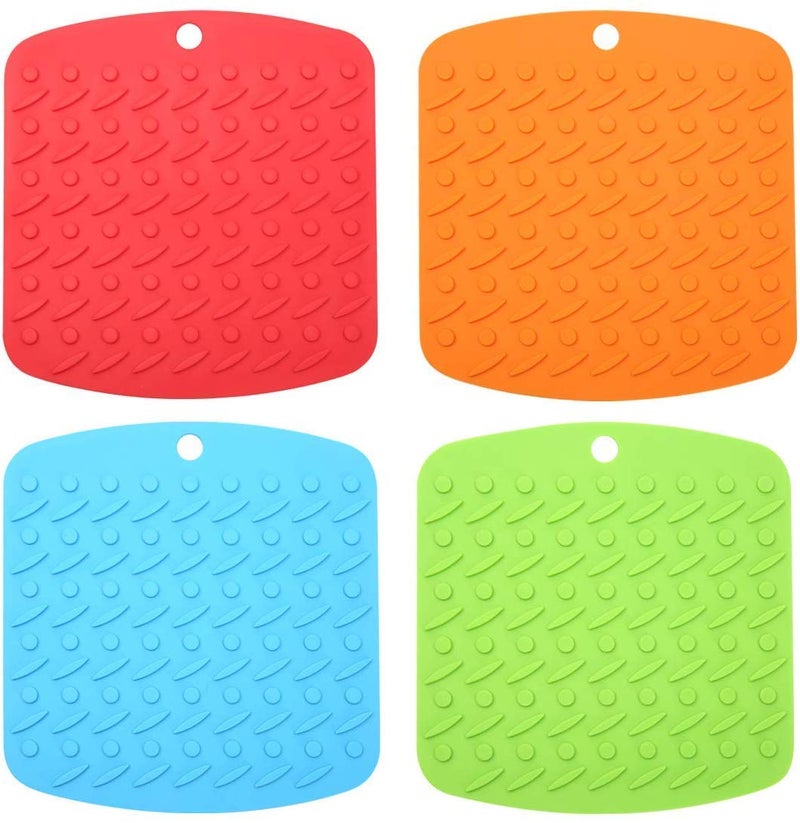 we3 Premium Silicone Trivet & Pot Holders.Silicone Hot Pads Jar Opener Gripper Pad Large Coasters & Spoon Rest Set of 4 - Image 1