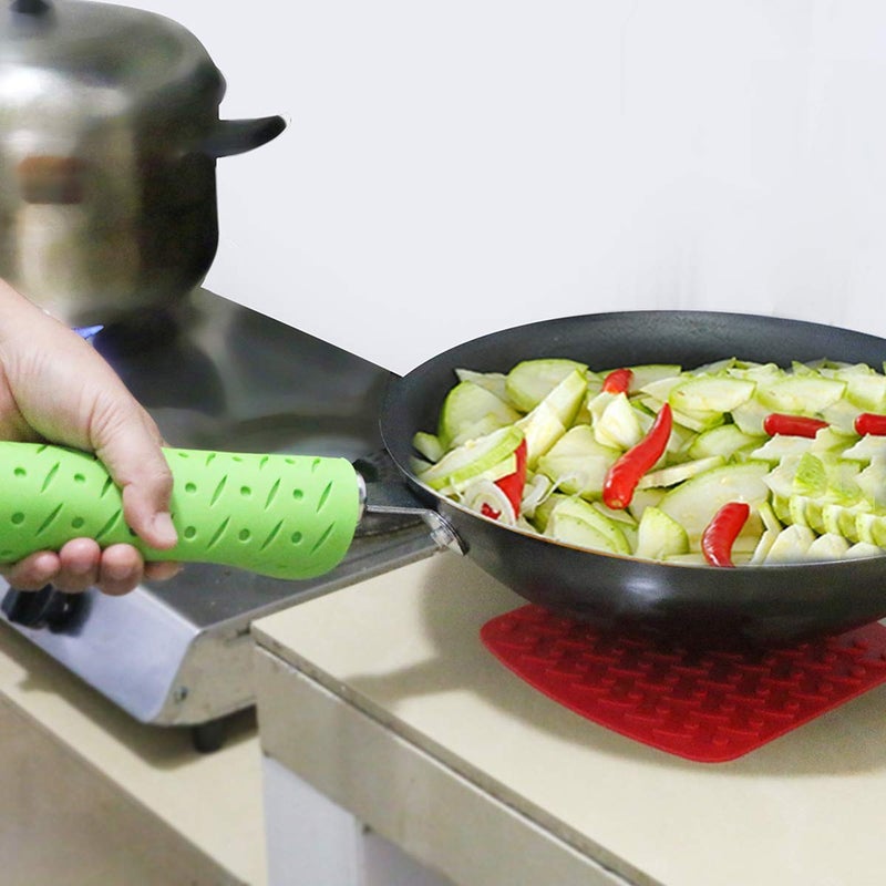 we3 Premium Silicone Trivet & Pot Holders.Silicone Hot Pads Jar Opener Gripper Pad Large Coasters & Spoon Rest Set of 4 - Image 4