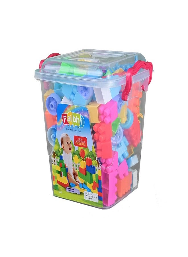 FAIBHI Building Block Set with Storage Container. Entertaining|Educational & Innovative Learning Toy for Kids| Puzzle Shape Assembly | Colorful Toy Set for Children of +3 Years. (Medium Block_125 pcs) - Image 1