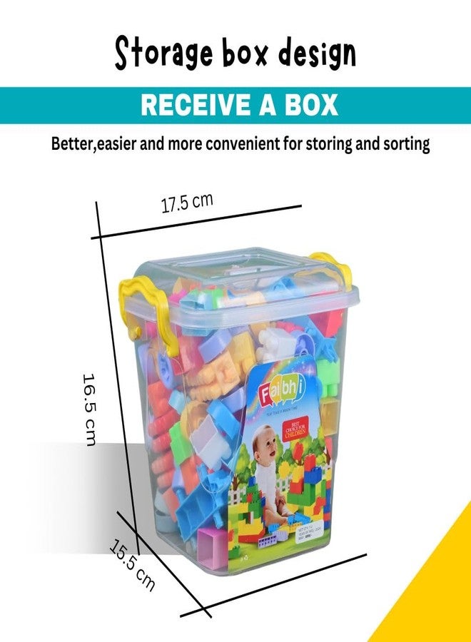 FAIBHI Building Block Set with Storage Container. Entertaining|Educational & Innovative Learning Toy for Kids| Puzzle Shape Assembly | Colorful Toy Set for Children of +3 Years. (Medium Block_125 pcs) - Image 2