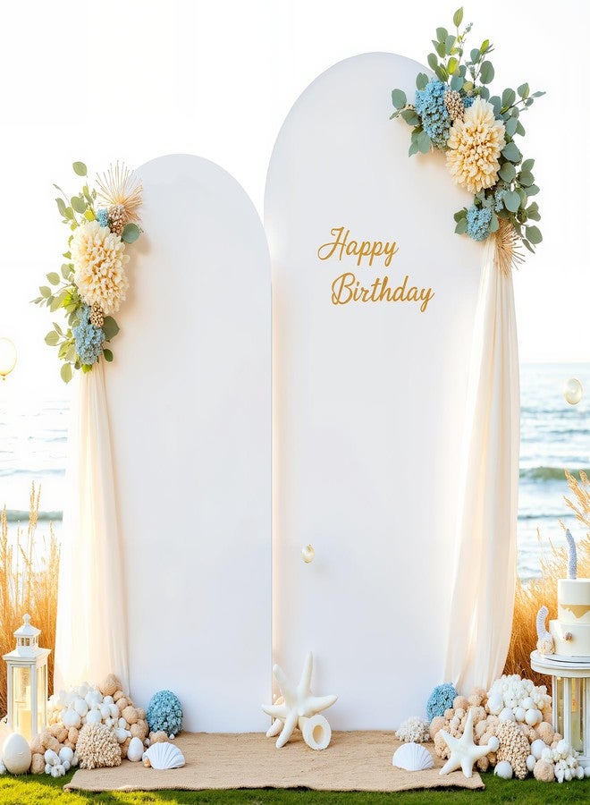 HB HBB MAGIC Beige White Arch Backdrop Cover Set of 2 Birthday Party Arch Covers 7.2 and 6ft Spandex Wedding Arch Covers Stretchy Backdrop Bridal Baby Shower Biege White Arch Stand Cover - Image 4