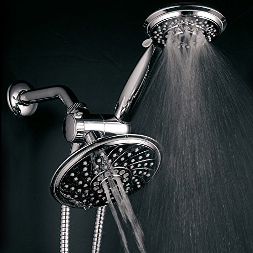 Hotel Spa HotelSpa Handheld Shower & 6" Rain Showerhead Combo - High Pressure 30 Function Dual 2 in 1 Shower Head System with Stainless Steel Hose, Patented 3-way Water Diverter, All-Chrome Finish Top USA Brand - Image 4
