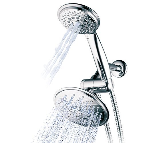 Hotel Spa HotelSpa Handheld Shower & 6" Rain Showerhead Combo - High Pressure 30 Function Dual 2 in 1 Shower Head System with Stainless Steel Hose, Patented 3-way Water Diverter, All-Chrome Finish Top USA Brand - Image 1