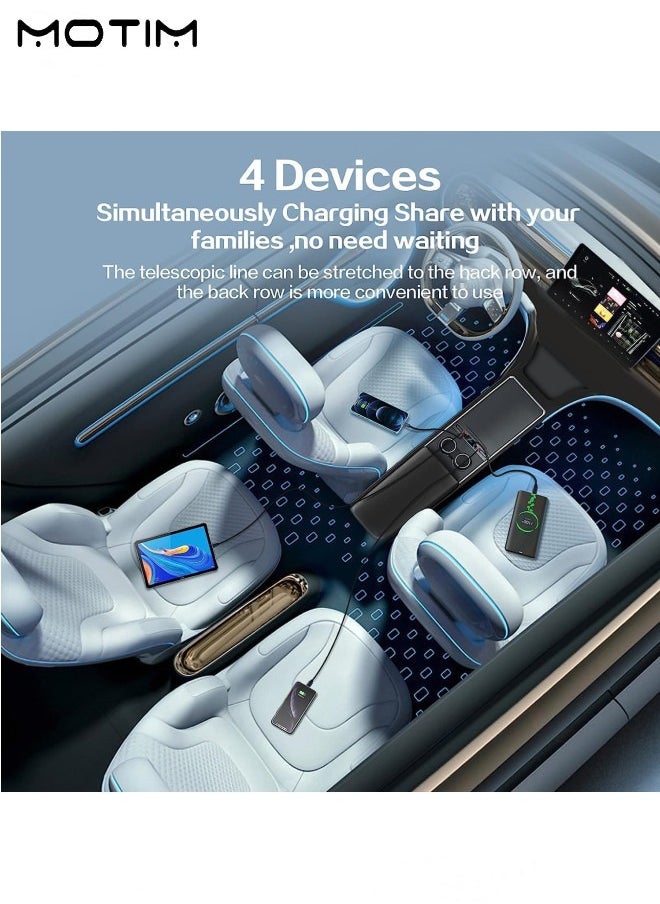 Motim - Retractable Car USB Charger Adapter for Tesla Model 3/Y, Multifunctional Tesla USB Hub with USB/Type-C/PD Fast Charging, Center Console Adapter Compatible with iPhone,Android,Pixel,iPad/iPod - Image 1