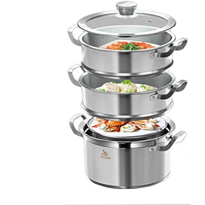 قدر بخار صغير مصنوع من الفولاذ المقاوم للصدأ 304 بطول 30 سم، ثلاث طبقات سميكة، طبقتان، 3 طبقات أخرى، قدر بخاري بطبقة واحدة، قدر حساء، موقد غاز منزلي، قدر بخاري - Image 2