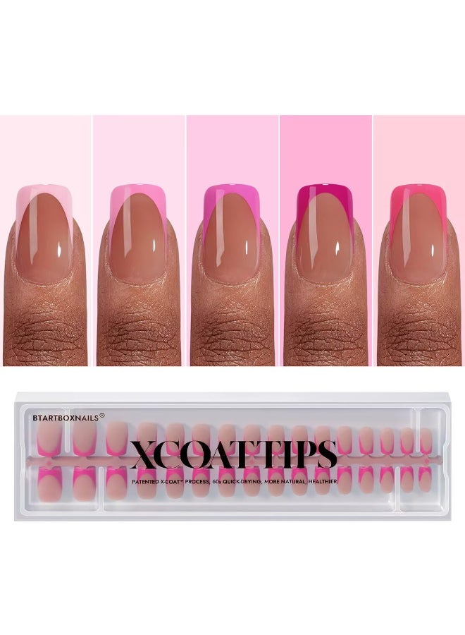 BTArtboxnails XCOATTIPS Press On Nails Short 5 Pink Shades 160PCS Square French Tip Nails Soak Off Soft Gel Nail Tips Salon Quality Gel Nail Extensions in 16 Sizes - Image 2