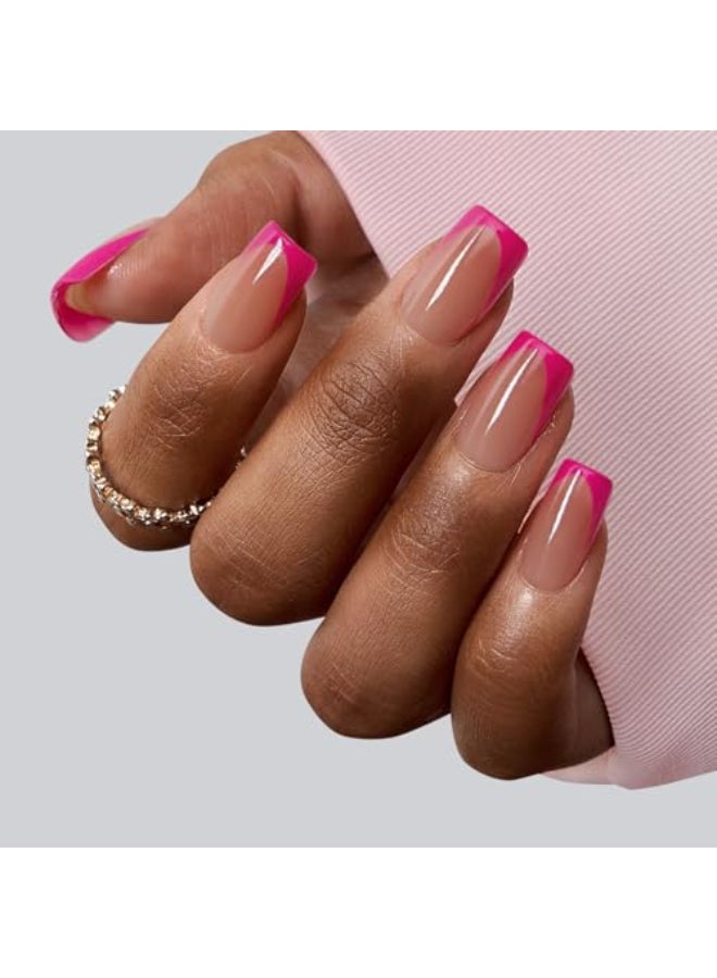 BTArtboxnails XCOATTIPS Press On Nails Short 5 Pink Shades 160PCS Square French Tip Nails Soak Off Soft Gel Nail Tips Salon Quality Gel Nail Extensions in 16 Sizes - Image 3