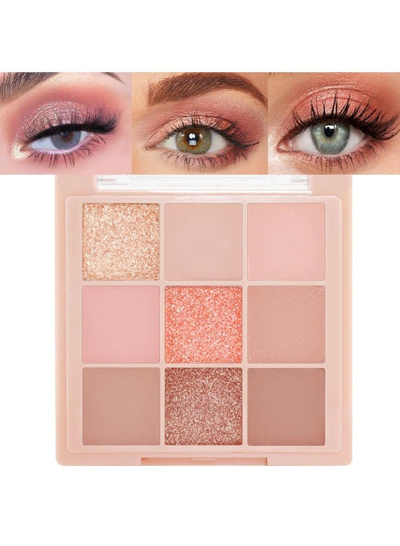 dikalu 9Colors Nude Pink Gold Eyeshadow Makeup Palette,Matte Shimmer Korean Natural Neutral Hypoallergenic Eye Shadow Palettes Highly Pigmented Naturing-Looking Long Lasting Waterproof Blendable - Image 1