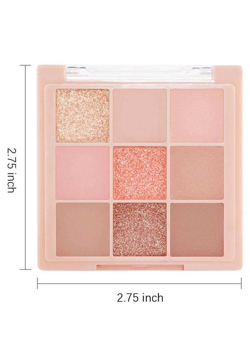 dikalu 9Colors Nude Pink Gold Eyeshadow Makeup Palette,Matte Shimmer Korean Natural Neutral Hypoallergenic Eye Shadow Palettes Highly Pigmented Naturing-Looking Long Lasting Waterproof Blendable - Image 4