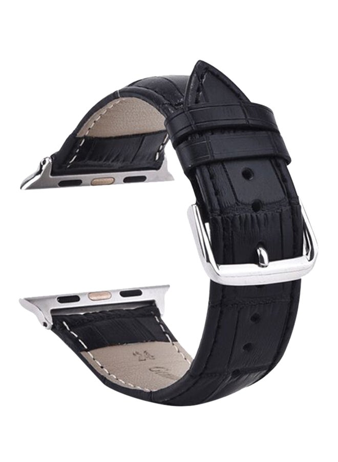 Leather Band For Apple Watch 42 mm Black