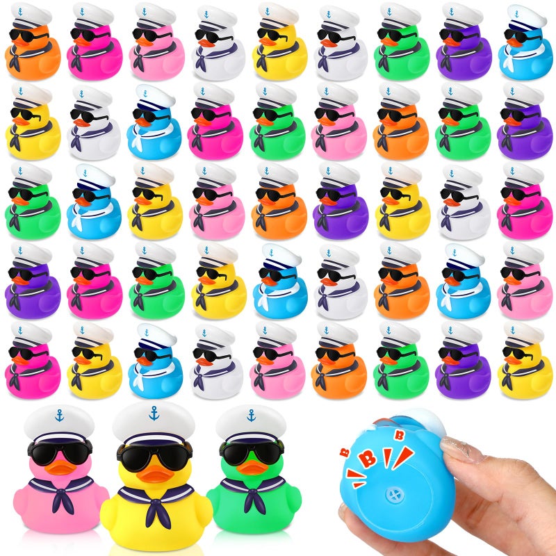 Shappy 48 Pcs Cruise Duck Bulk with Sunglasses Sets 2 x 19 x 24 Inch Mini Sailing Rubber Ducks Summer Ship Toy Squeaky Party Duckies for Birthday Favors Multicolor - Image 3