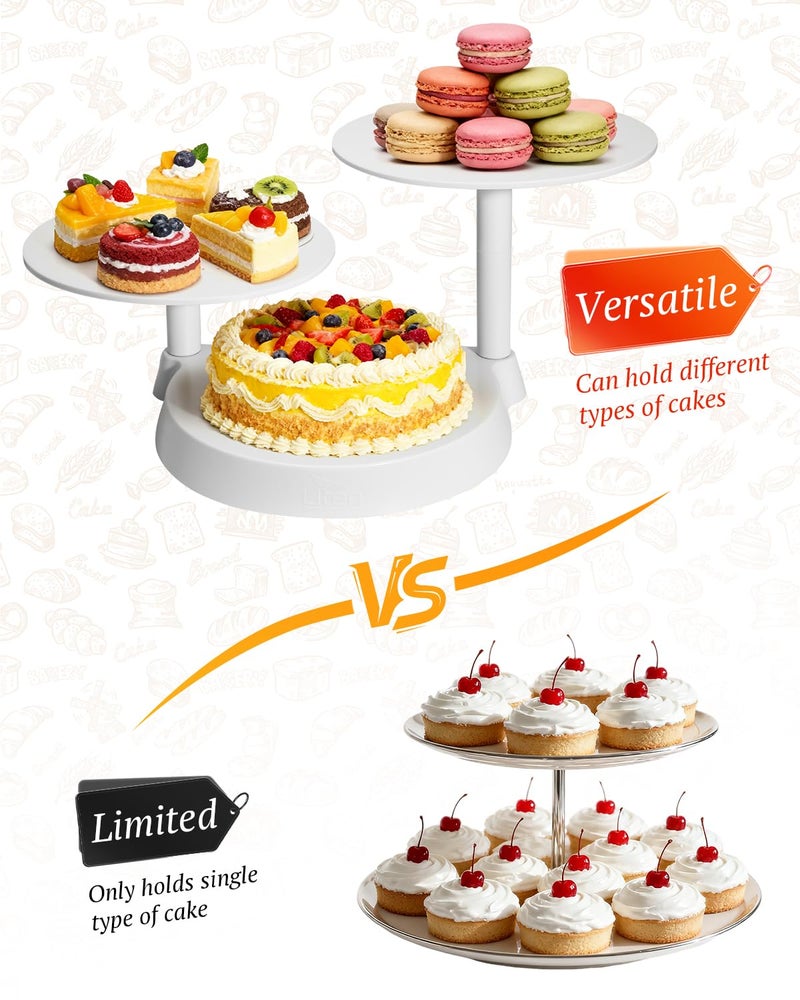 Uten 3 Tier Cupcake Stand, Plastic Cake Stand with 11â€ Tier Serving Tray, 38-Capacity Cupcake Tower, Cake Holder for Christmas Party, Weddings, Birthdays, Baby Showers, White - Image 4