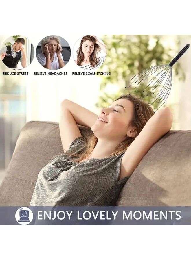 2pcs Heavy Duty Metal Scalp Massager And Hair Brush Black Octopus Tentacle Design With Claw Grip For Deep Scalp Massage Hair Growth Relaxation Professional Salon Home Spa Use Durable Ergonomic Handle Grip High Quality Bristles Wellness - Image 5