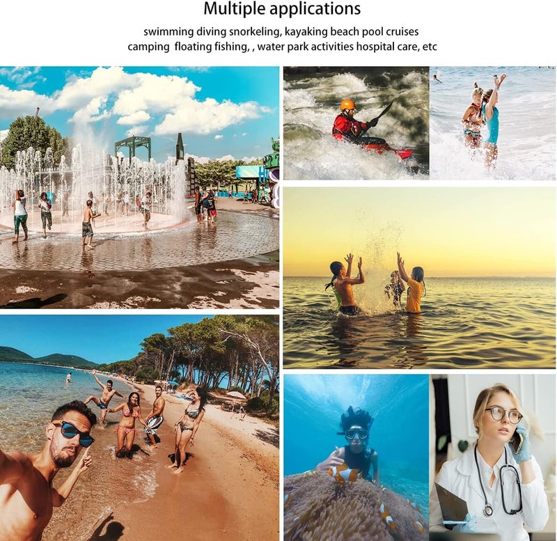 ويلهاوس عبوة مزدوجة من من حقيبة هاتف مقاومة للماء لأجهزة iPhone 15 14 13 12 Pro Max XS Samsung IPX8 حقيبة ثلاثية الأبعاد مقاومة للماء للهواتف المحمولة، أساسيات الشاطئ أسود+أبيض 7 بوصة - Image 2