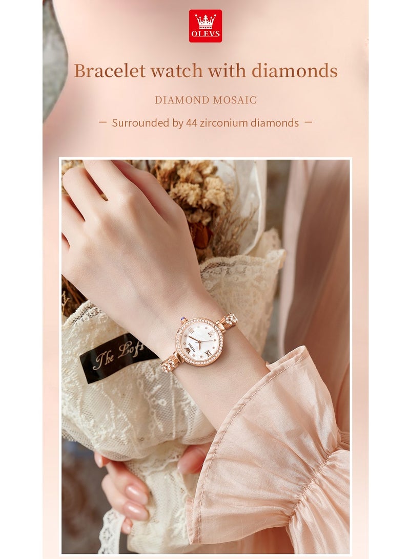 أوليفز Watches for Women Fashion Quartz Stainless Steel Water Resistant Watch Gold 9903 - Image 2