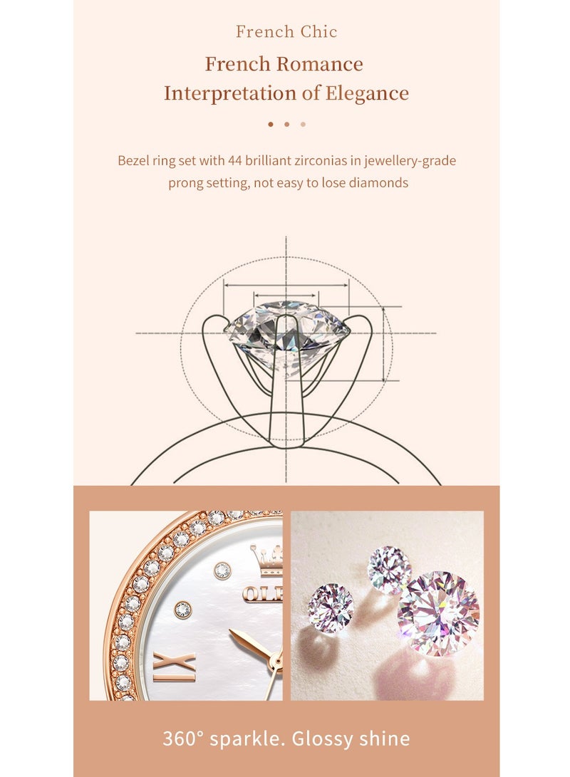 أوليفز Watches for Women Fashion Quartz Stainless Steel Water Resistant Watch Gold 9903 - Image 5