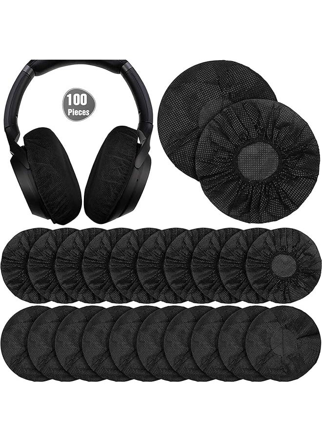 erorex Stretchable Headphone Covers Disposable Sanitary Earcup Earpad Covers Fits Medium Large Sized Headset 100 Pcs 50 Pairs Black（50 Pairs）  - Image 1