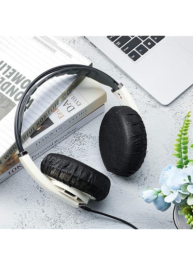 erorex Stretchable Headphone Covers Disposable Sanitary Earcup Earpad Covers Fits Medium Large Sized Headset 100 Pcs 50 Pairs Black（50 Pairs）  - Image 5