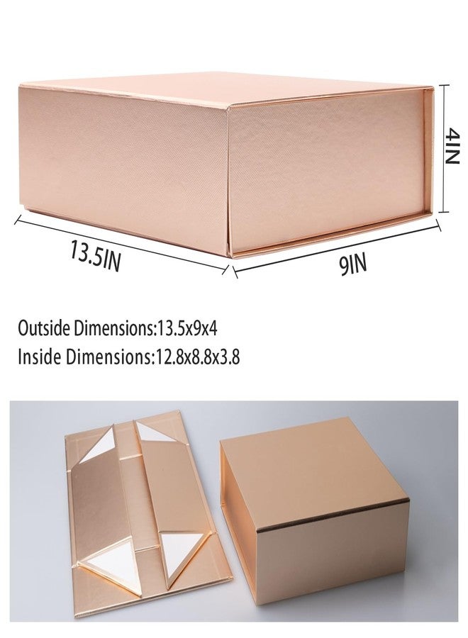 Rsgift Rose Gold Gift Box,13.5x9x4 Inches,Gold Christmas Boxes with Lids,Groomsman Wedding Box with Magnetic Closure Christmas Boxes - Image 2