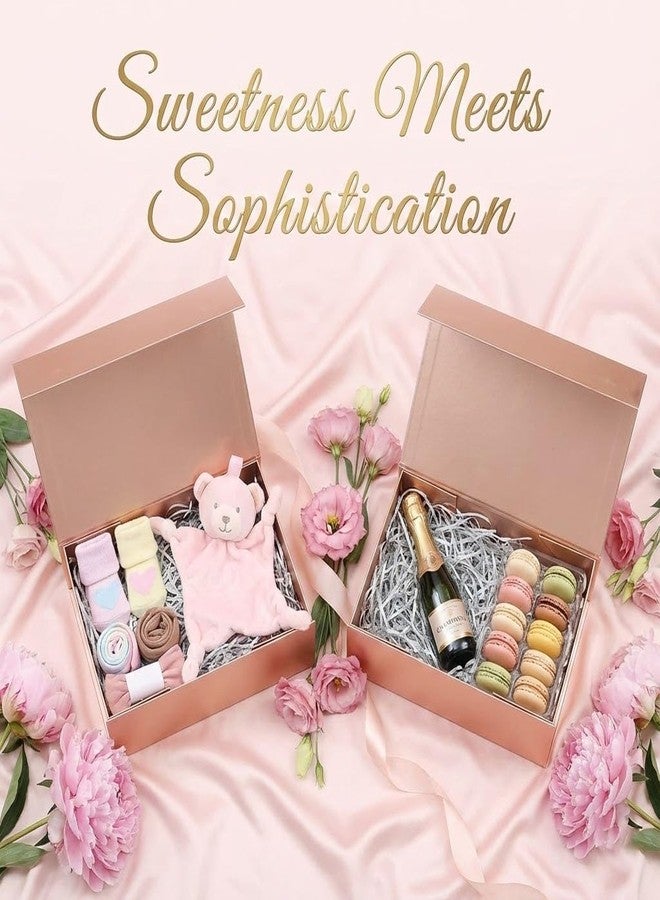 Rsgift Rose Gold Gift Box,13.5x9x4 Inches,Gold Christmas Boxes with Lids,Groomsman Wedding Box with Magnetic Closure Christmas Boxes - Image 3