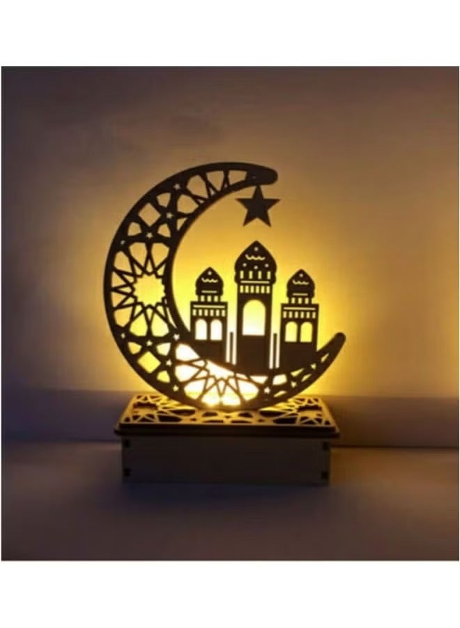 Eid Mubarak Ramadan Decor Moon Stars DIY Ornament Wooden Muslim Islamic Home Party Decorations Crafts - Image 1